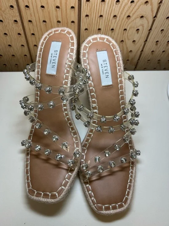 Steven New York Crystal -Embellished Clear Espadrille Wedge Sandal - Women - Picture 2 of 9